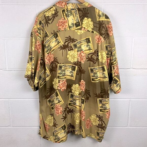 Tommy Bahama men’s silk postcards Hawaiian button up short sleeve shirt - Picture 4 of 5